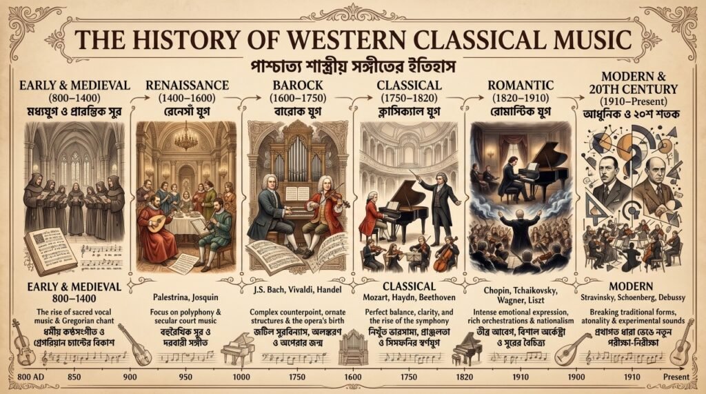 পশ্চিমা শাস্ত্রীয় সঙ্গীতের ইতিহাস পশ্চিমা শাস্ত্রীয় সঙ্গীতের ইতিহাস | পশ্চিমা বা পাশ্চাত্য শাস্ত্রীয় সঙ্গীত । অসুরের সুরলোকযাত্রা সিরিজ 1 পশ্চিমা শাস্ত্রীয় সঙ্গীতের ইতিহাস
