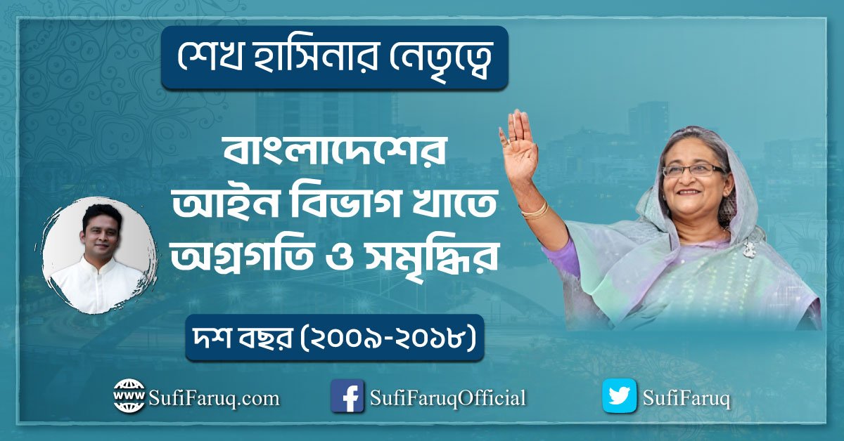 শেখ হাসিনার নেতৃত্বে "বাংলাদেশের আইন বিভাগ" খাতে অগ্রগতি ও সমৃদ্ধির দশ বছর (২০০৯-২০১৮)