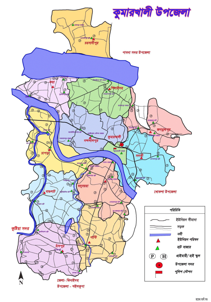 কুমারখালী উপজেলার মানচিত্র