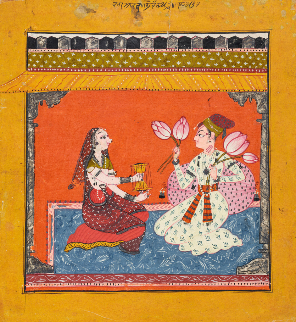 রাগা মাধব, 'শাংরি রামায়ণ' সিরিজের দ্বিতীয় মাস্টার (চিত্রশিল্পী) দ্বারা অঙ্কিত। সম্ভবত বাহু, সময়কাল আনুমানিক ১৭২০ খ্রিস্টাব্দ। রিটবার্গ মিউজিয়াম।