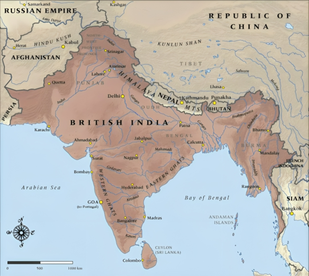 ১৯১৪ সালের ব্রিটিশ ভারতের মানচিত্র